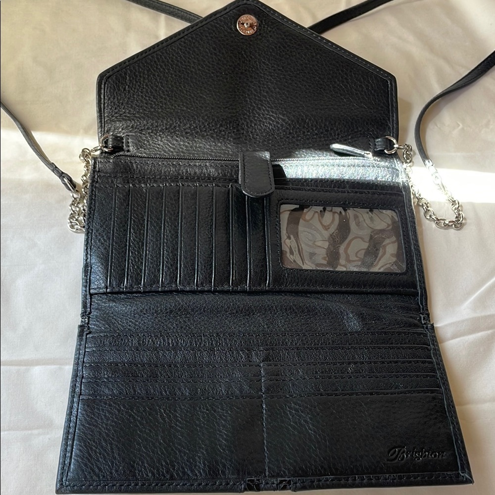 Brighton Black Crossbody Bag with Sleek Leather and Metallic Accents - Picture 4 of 11